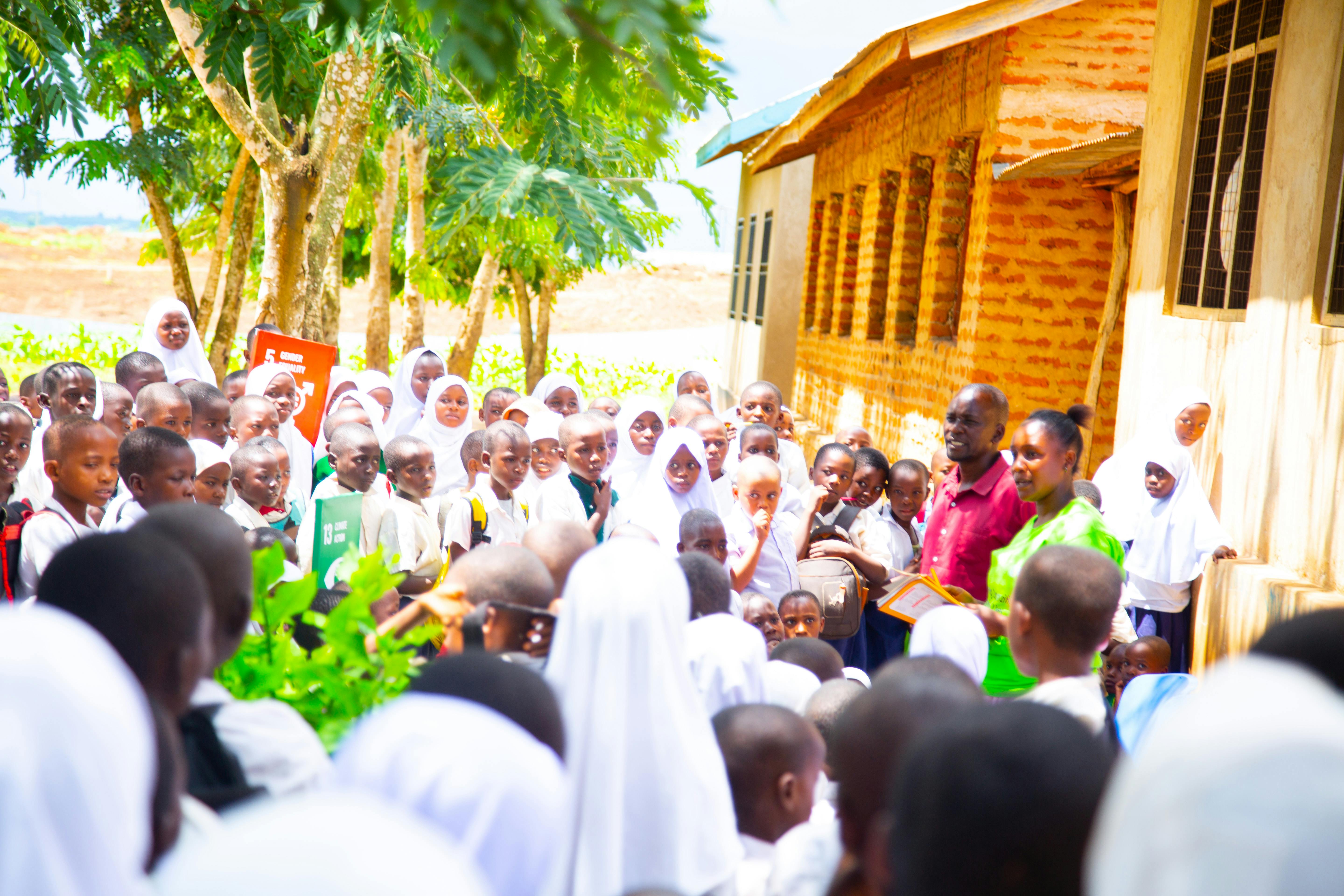 Students learning in an outdoor classroom